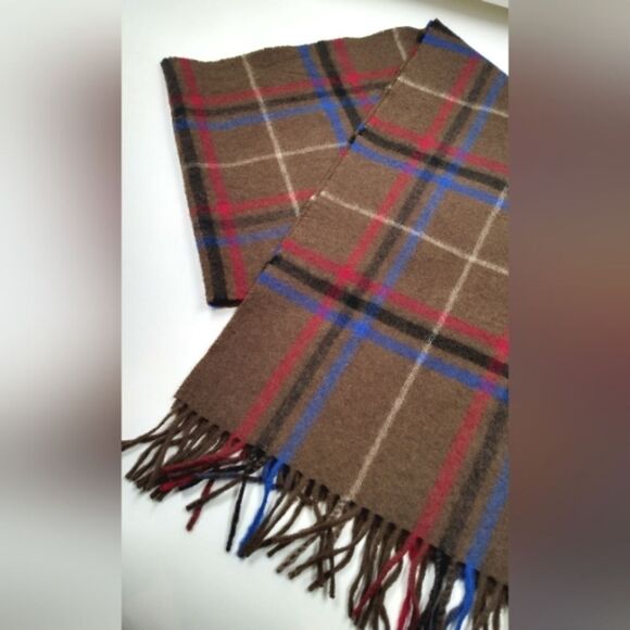 Cashmere Wool Fringe Winter Scarf Plaid - Picture 7 of 12